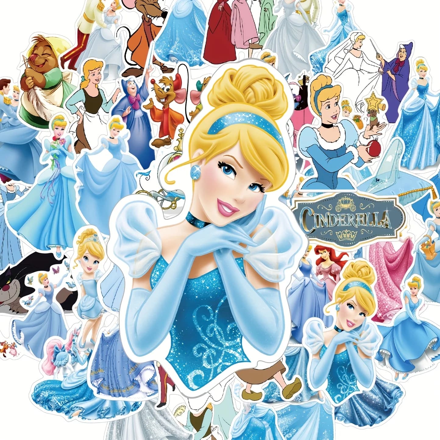 50pcs/set Cinderella Princess Stickers, Cartoon Princess Stickers, Skateboard Laptop Motorcycle Cute Kawaii