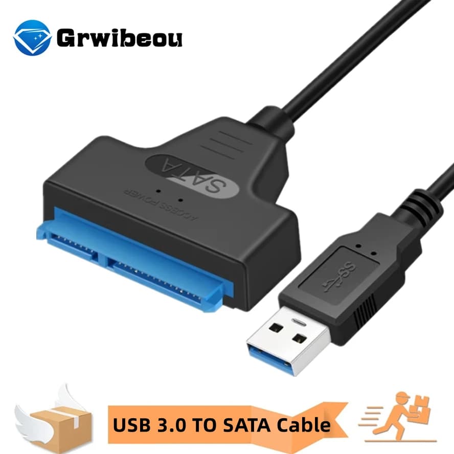 Cavo SATA a USB 3.0 Fino a 6 Gbps per disco rigido SSD HDD esterno da 2,5 pollici Adattatore SATA 3 a 22 pin Adattatore USB 3.0 2.0 a SATA III