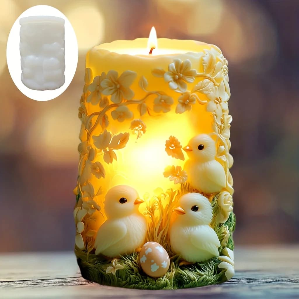 Simpatico guscio d'uovo pulcino candela stampo in silicone fiore pulcino elfo con uovo stampo in rilievo carino pulcino stampi in gesso in resina regalo di Pasqua