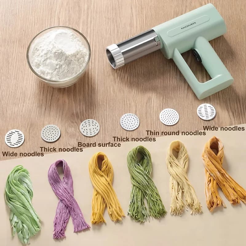 5 Molds Home Noodle Machine Wireless Handheld Electric Noodle Gun Noodle Machine Portable Automatic Dough Pressing Machine 50W