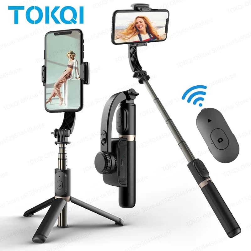 Q08 Stabilizzatore cardanico portatile Selfie Stick portatile con telecomando Bluetooth per Samsung Xiaomi Smartphone iPhone Shooting Vlog