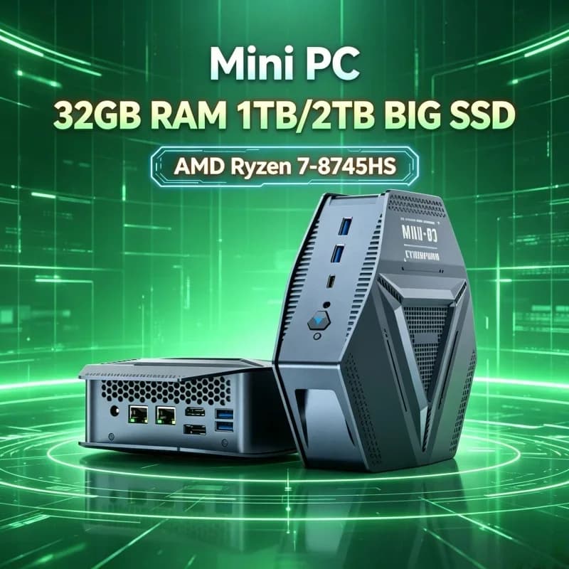 Home NAS Barebone Mini Host AMD R7 8745HS Dual 2.5G Ethernet Dual NVMe Bay DDR5 Type-C Large Capacity File Storage Workstation