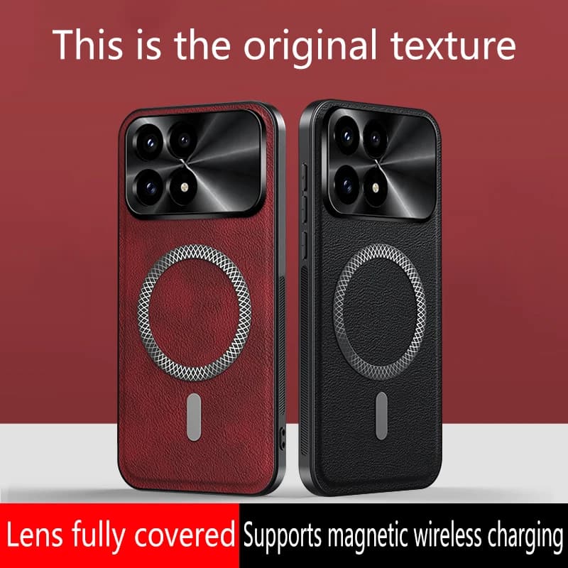 Custodia per Xiaomi Poco F8 Ultra F8 Pro 5G Redmi K90 compatibile con MagSafe, in pelle di lusso magnetica, cover per telefono con guscio in silicone opaco e paraurti