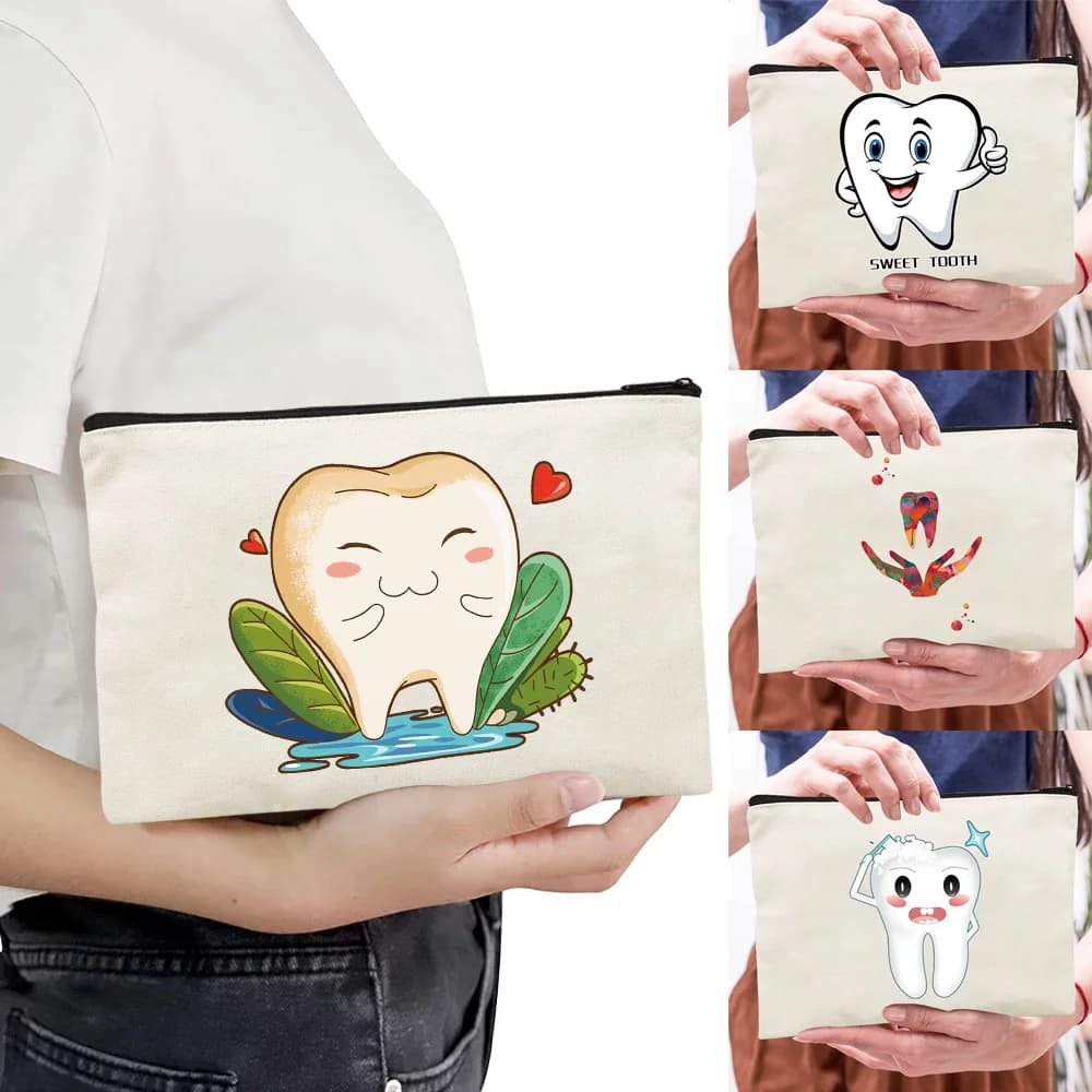 cosmetiquera Cosmetic Bags Casual Travel Wash Bags Makeup Bag Teeth pattern series 2024 fashion Women's Neceser Organizer