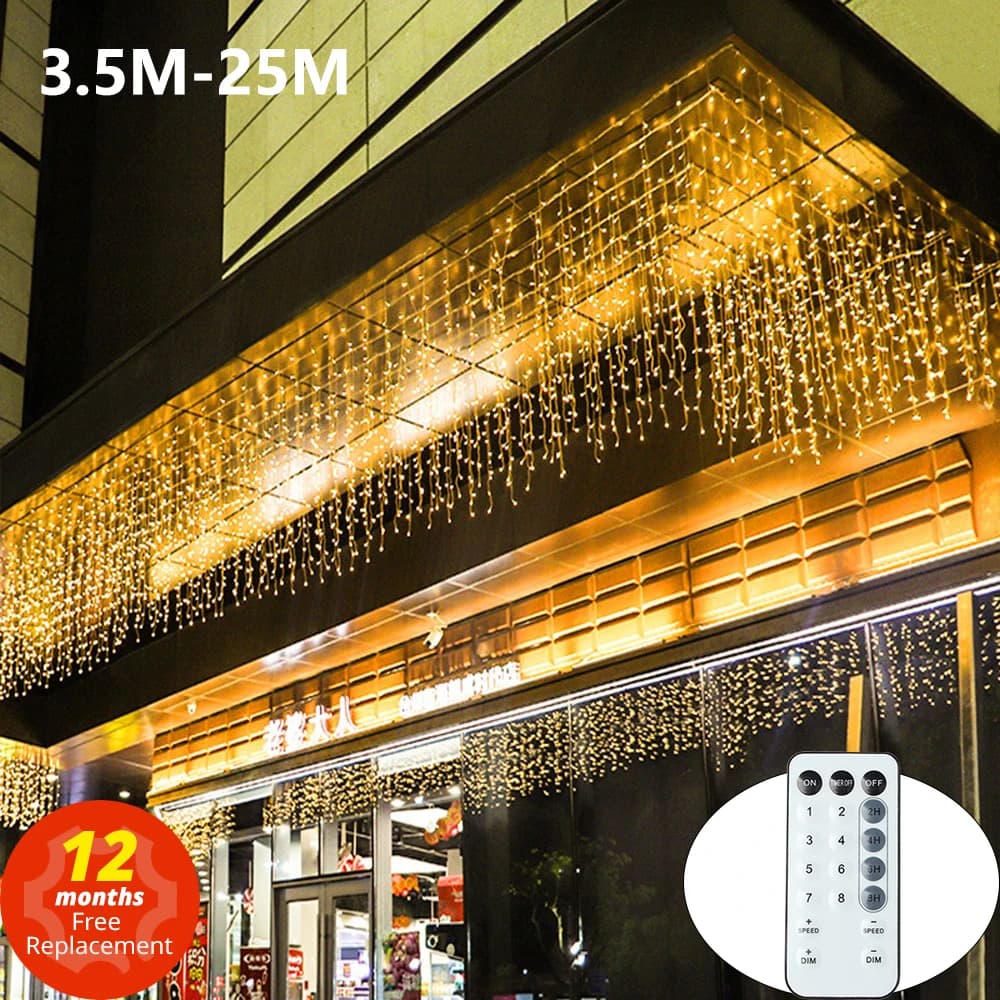 3.5-40M LED Ghiacciolo Luci Della Stringa Tenda Di Natale Lucine Ghirlanda A Distanza All'aperto Per Il Capodanno Matrimonio Strada Vacanza Decor
