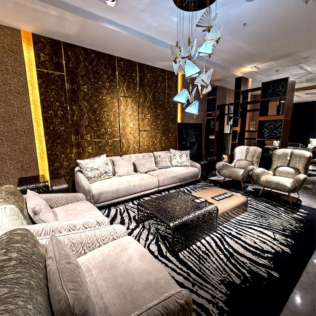 &New Design Microfiber Fabric Leather Sofa Home Furniture House Sofa Set Luxury Living Room With Brass Legs