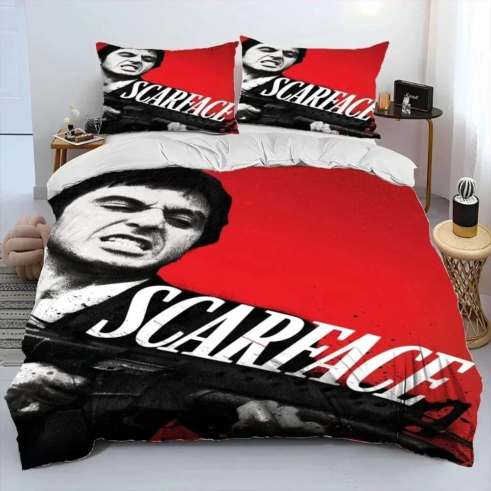 Stampa 3D Film Scarface Tony Set biancheria da letto Copripiumino Set letto Copripiumino Federa Trapunte King Queen Size Ragazzi Biancheria da letto per adulti
