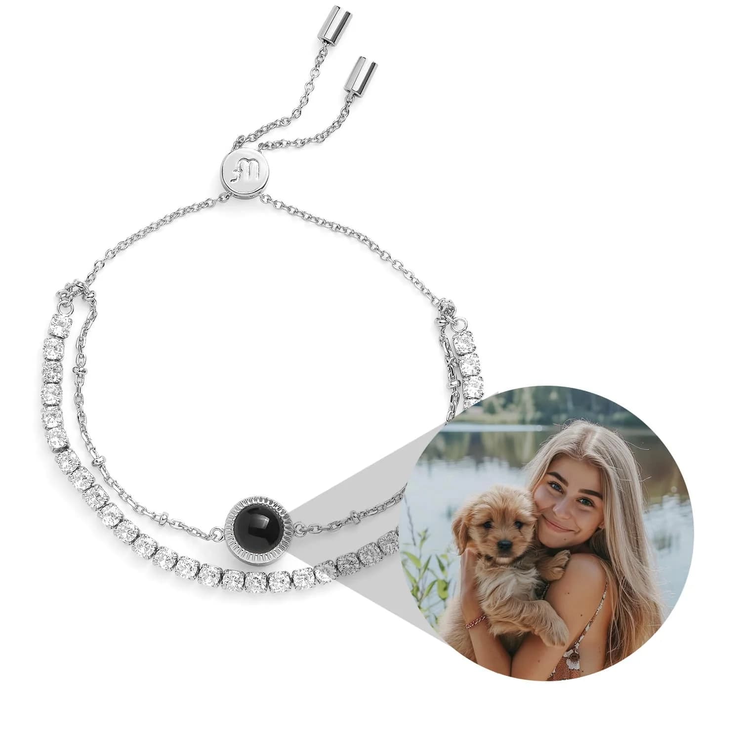 Braccialetto con Proiezione Personalizzato, Braccialetto Tennis Personalizzato in Acciaio Inossidabile, Gioiello Personalizzato, Regalo di San Valentino per la Tua Moglie