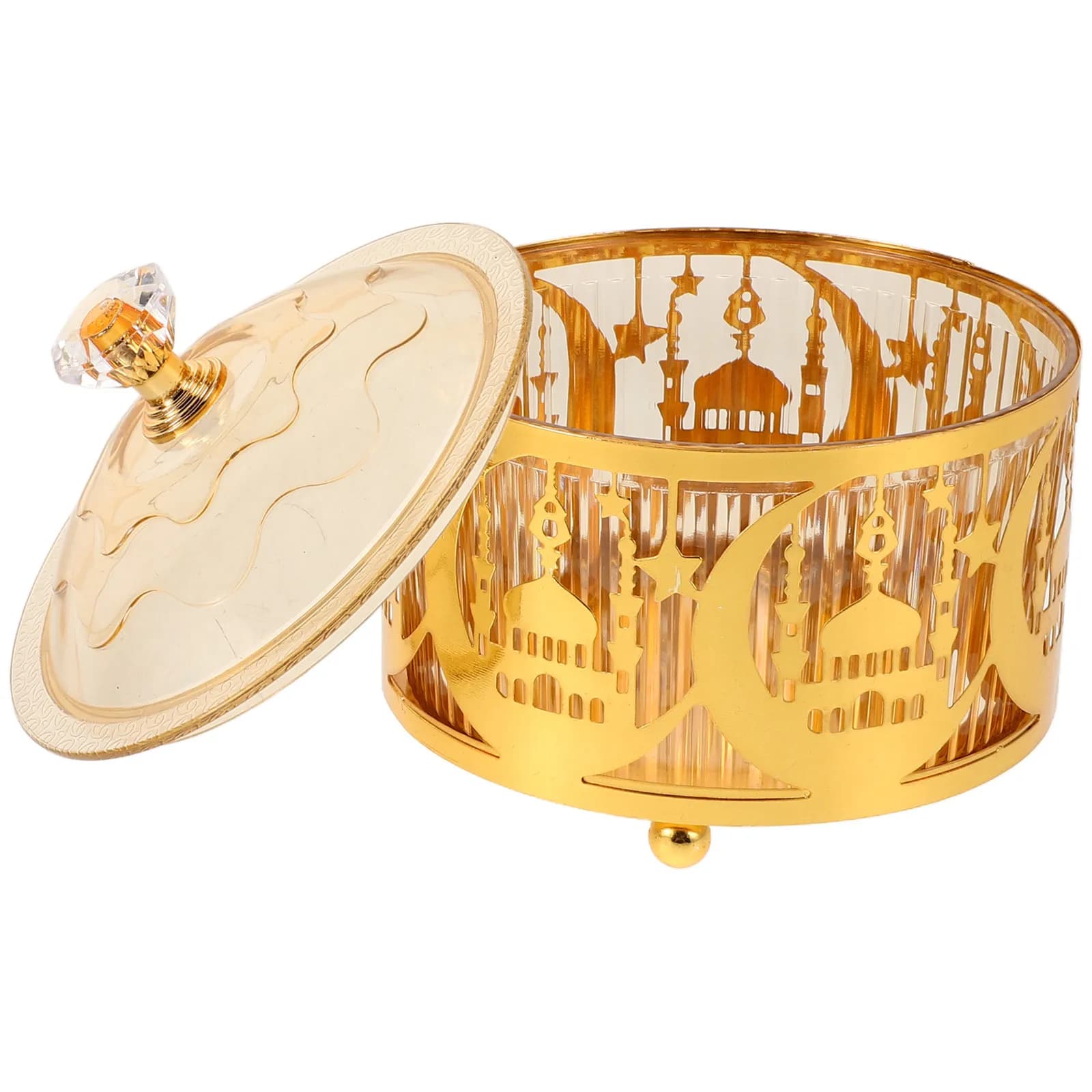 Vassoio per Caramelle Eid Mubarak, Piatto Decorativo in Metallo Stile Mediorientale per Dolci, Biscotti, Frutta Secca e Dessert