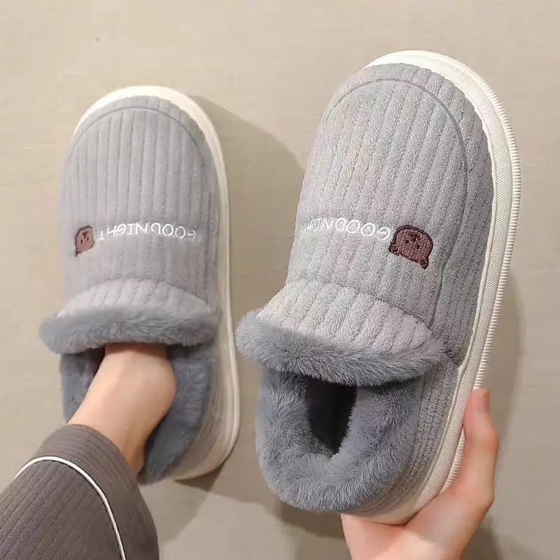Pantofole da uomo orso cartone animato carino appartamenti comodi suola spessa scarpe calde da donna scivoli in peluche coppie pantofola pelosa per interni ed esterni