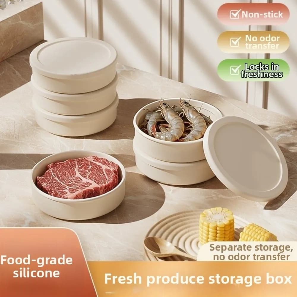 Set di 3 Contenitori per Alimenti in Silicone di Grado Alimentare, Ermetici, Antiaderenti, Resistenti alle Alte Temperature, per Porzioni