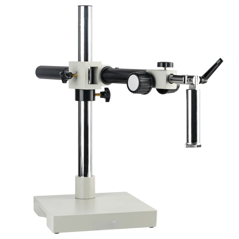 Supporto universale per microscopio a braccio singolo con distanza di lavoro ultra lunga e asta di sospensione con angolo dell'obiettivo regolabile da 32 mm e 25 mm
