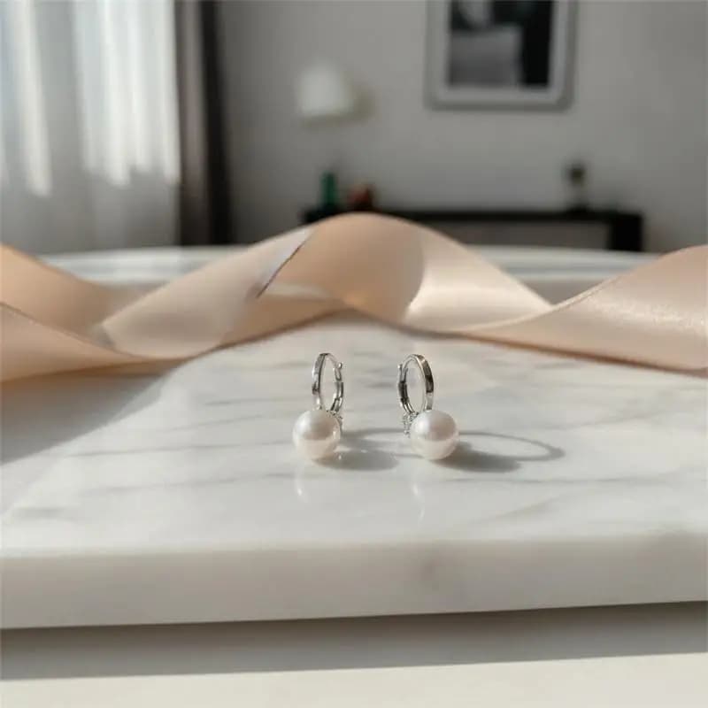 Silver Plated Pearl Dangle Earrings Shiny Cubic Zirconia Durable Alloy Jewelry for Home Party Outdoor Gathering Female Gift