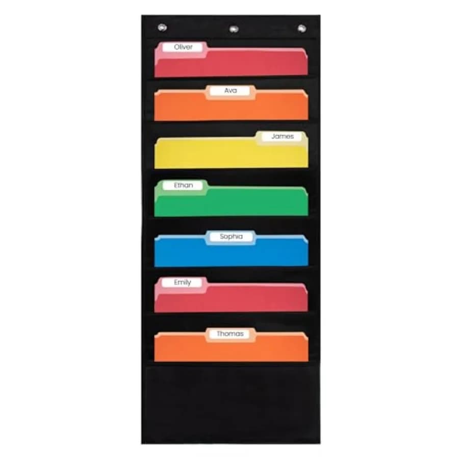 File Chart, Black, Tall - Versatile Wall Hanging File Folder Organizer for Classroom, Office, Home, and More - Wall Folder Orga
