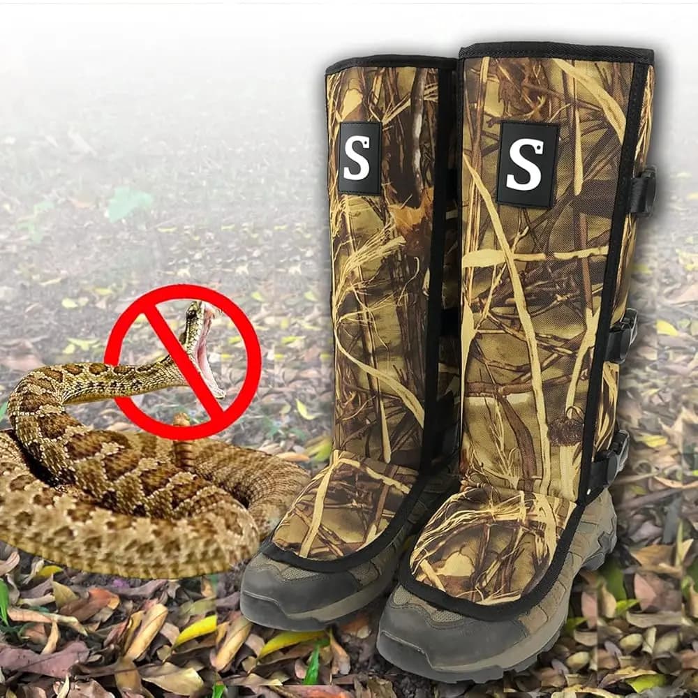 Ghette Antiserpente per Uomo e Donna, Stivali Robusti Anti-Morso di Serpente, Protezioni Regolabili Contro i Serpenti, Ghette da Escursionismo con Sacchetto Portaoggetti