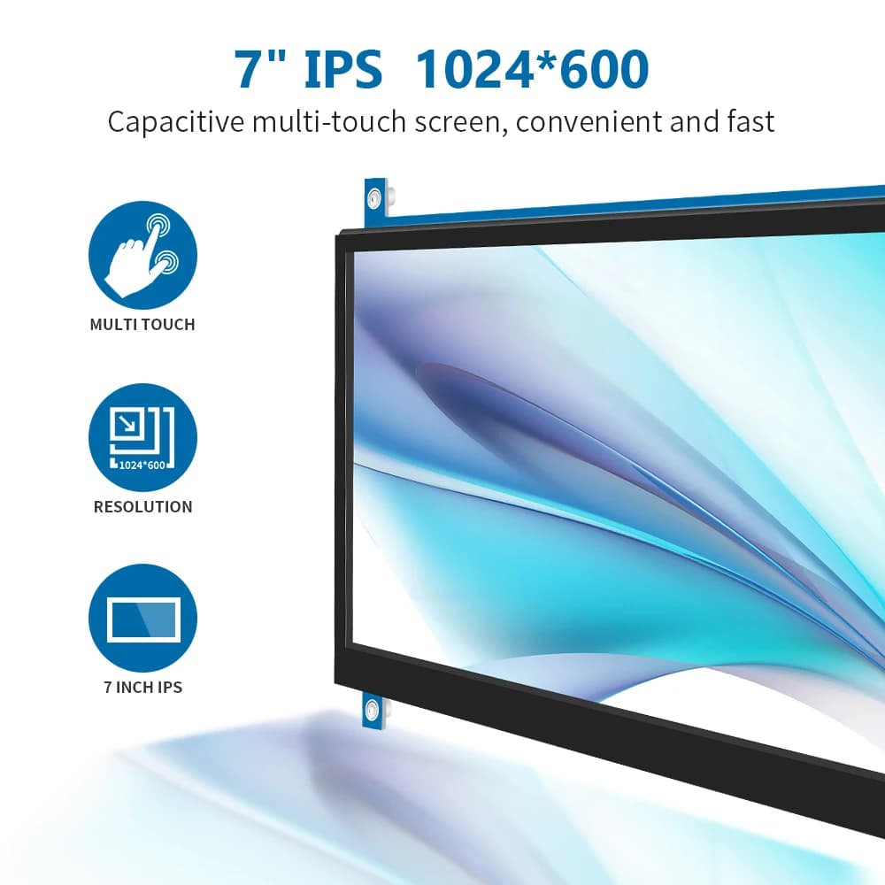 Monitor touchscreen Raspberry Pi Display HDMI da 7 pollici 1024x600 Compatibile con AIDA Ras Pi 4 3B+ 3B 2B BB Black Banana Pi