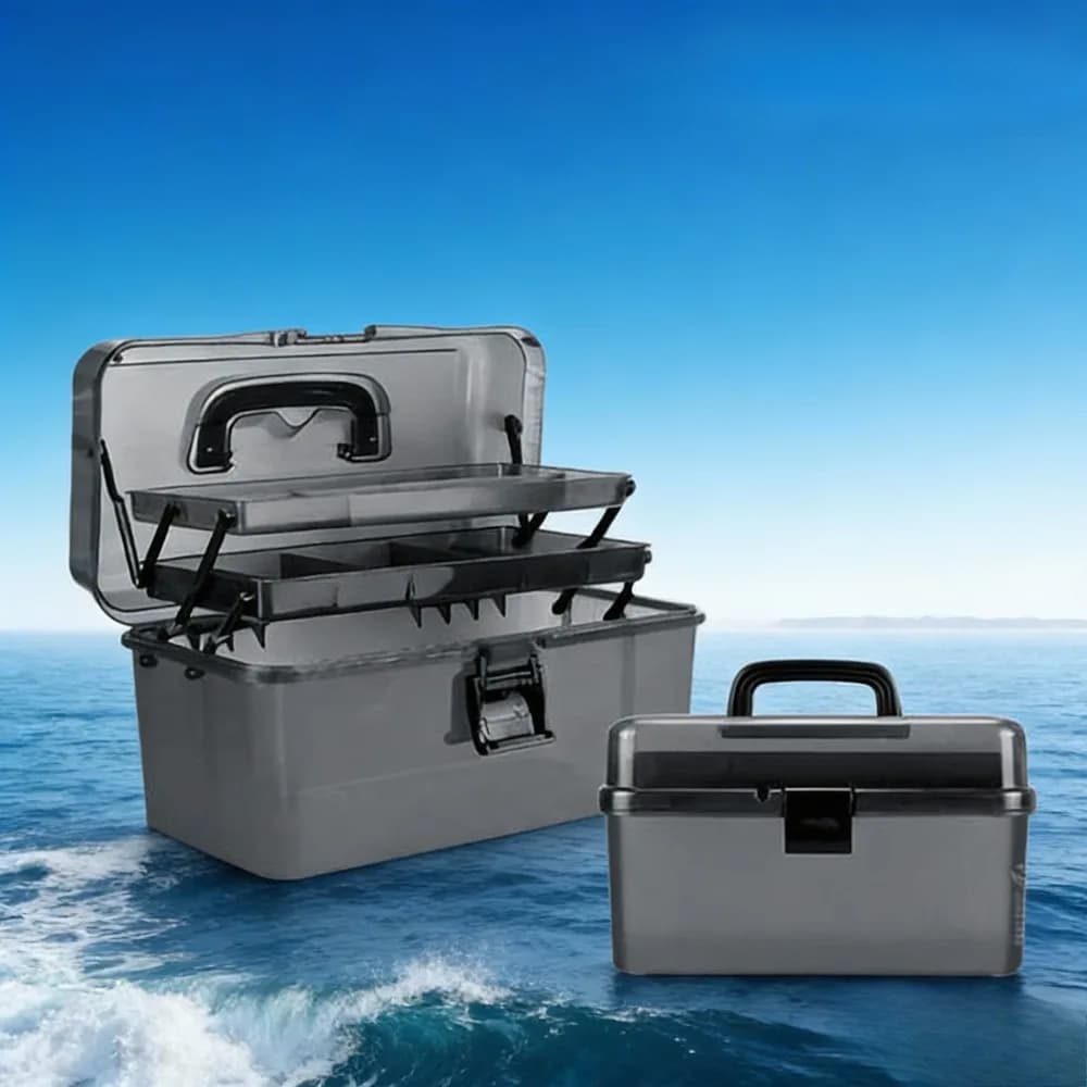 Box Large 3 Layers Plastic Tool Box, Portable Fishing Container, Craft Organizer and Tools with Dividers