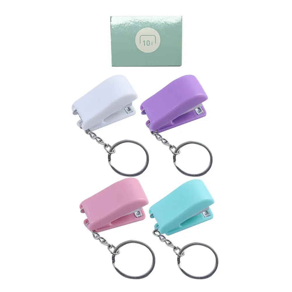 Set Mini Graffettatrice Portatile a Portachiavi, Strumento Essenziale per Rilegatura Libri e Documenti