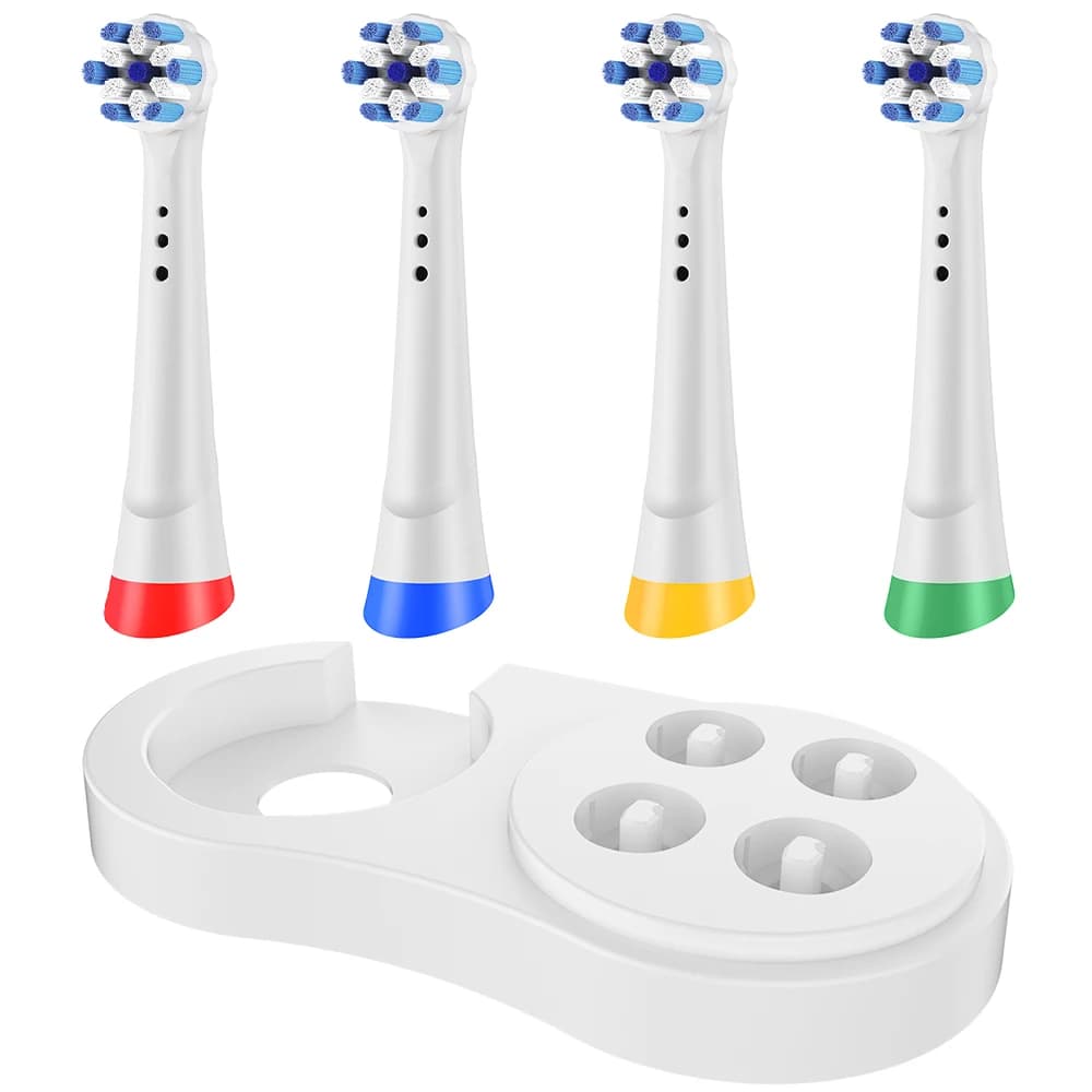 Support for toothbrush heads and 4 rotating spare heads, compatible with Oral B iO 2 3 4 5 6 7 8 9 10 electric brushes