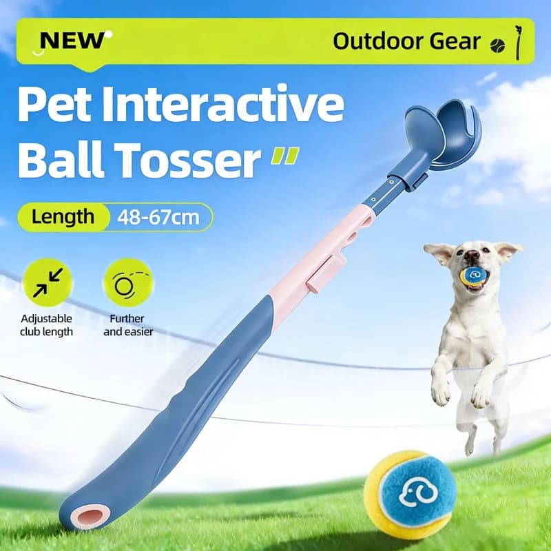 Adjustable Telescopic Dog Ball Launcher Hands Free Pet Ball Tosser No Bending Pick Up Tennis Thrower Interactive Dog Outdoor Toy