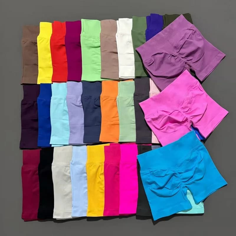 Pantaloncini Sportivi Senza Cuciture da Donna, Shorts da Yoga, Leggings Fitness ad Asciugatura Rapida, Abbigliamento da Allenamento Solido, Etichetta Personalizzabile