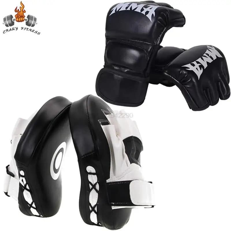Curved boxing gloves 2 in 1 Set of boxing gloves Focus Set Training hand cushions for leather boxing equipment MMA karate training equipment