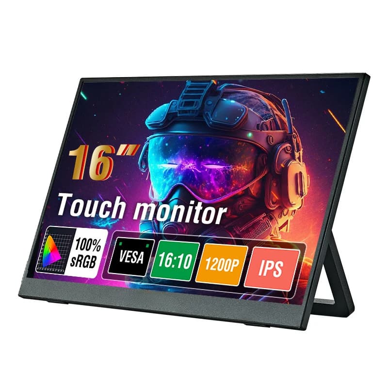 Monitor portatile ad alta definizione da 16 pollici con controllo touch a linea singola e supporto, schermo di espansione esterno per cellulari
