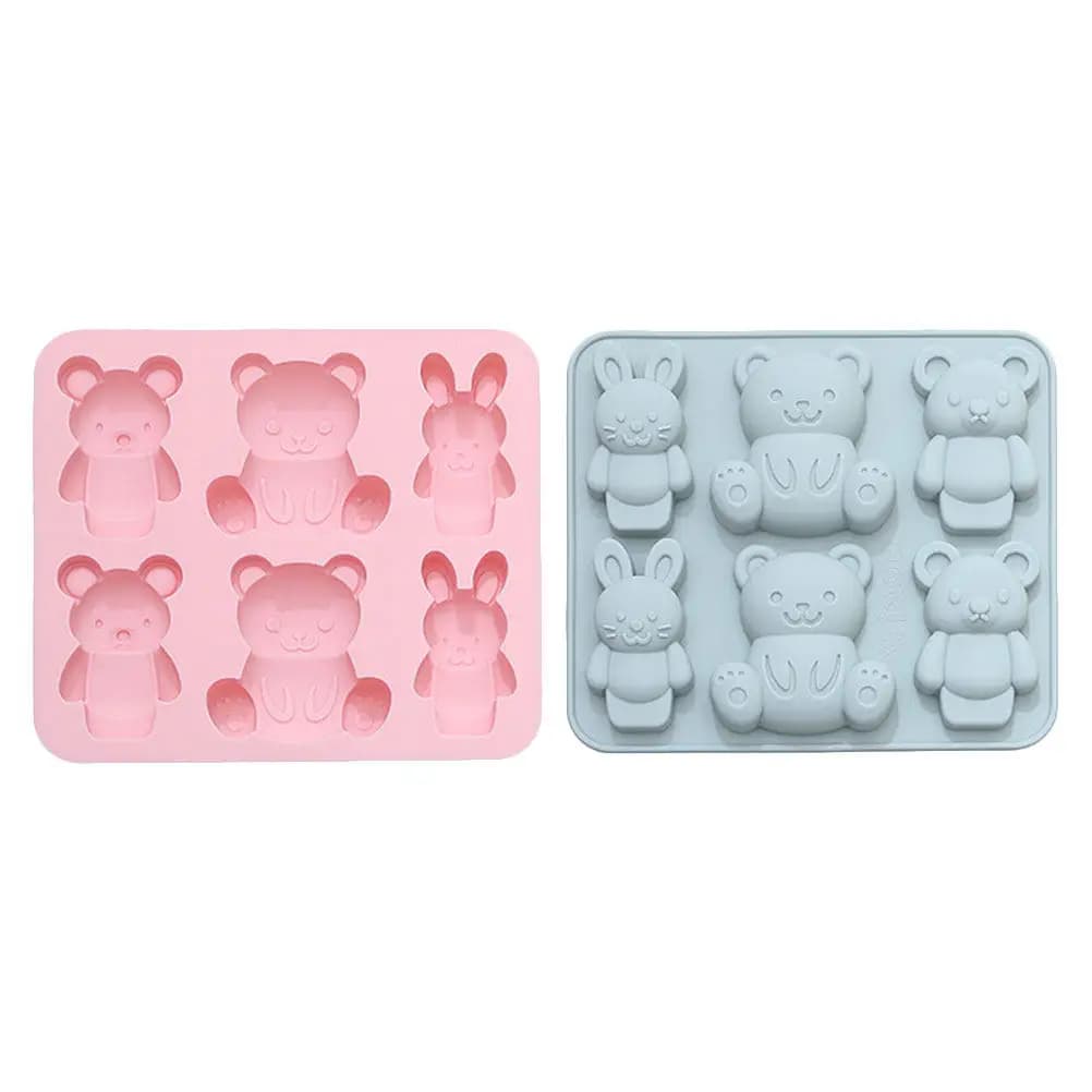 2Pcs Creative Cartoon Bear Silicone Mould Chocolate Ice Cream Cake Baking Mold Easy Clean for Home Or Bakery Gift Idea