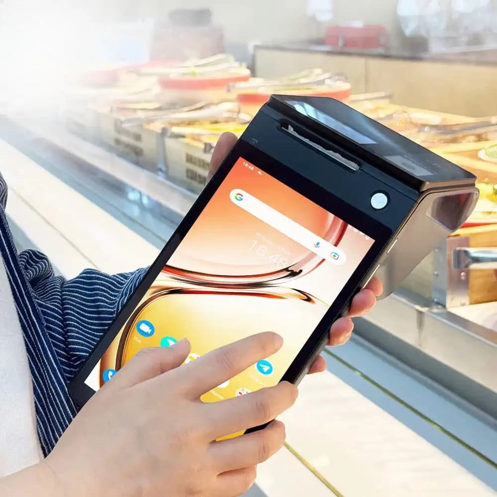 Applicabile alla macchina POS Android intelligente Z108 con display touch e lettore di carte NFC per il sistema di fatturazione e ordinazione nei ristoranti