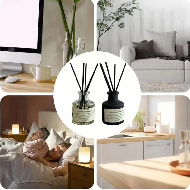 Diffusore di Fragranza per Ambienti Senza Fiamma da 50ml, Olio Profumato alla Fresia e Gelsomino con Bastoncini, Deodorante per Casa e Stanze