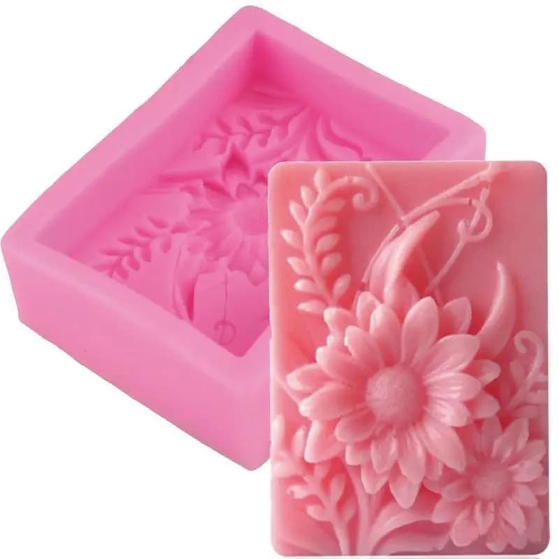 Stampo per sapone in silicone con fiore di rosa quadrato 3D, kit per la produzione di resina in gesso crisantemo fatto a mano, decorazione per torte fai da te, strumenti di cottura