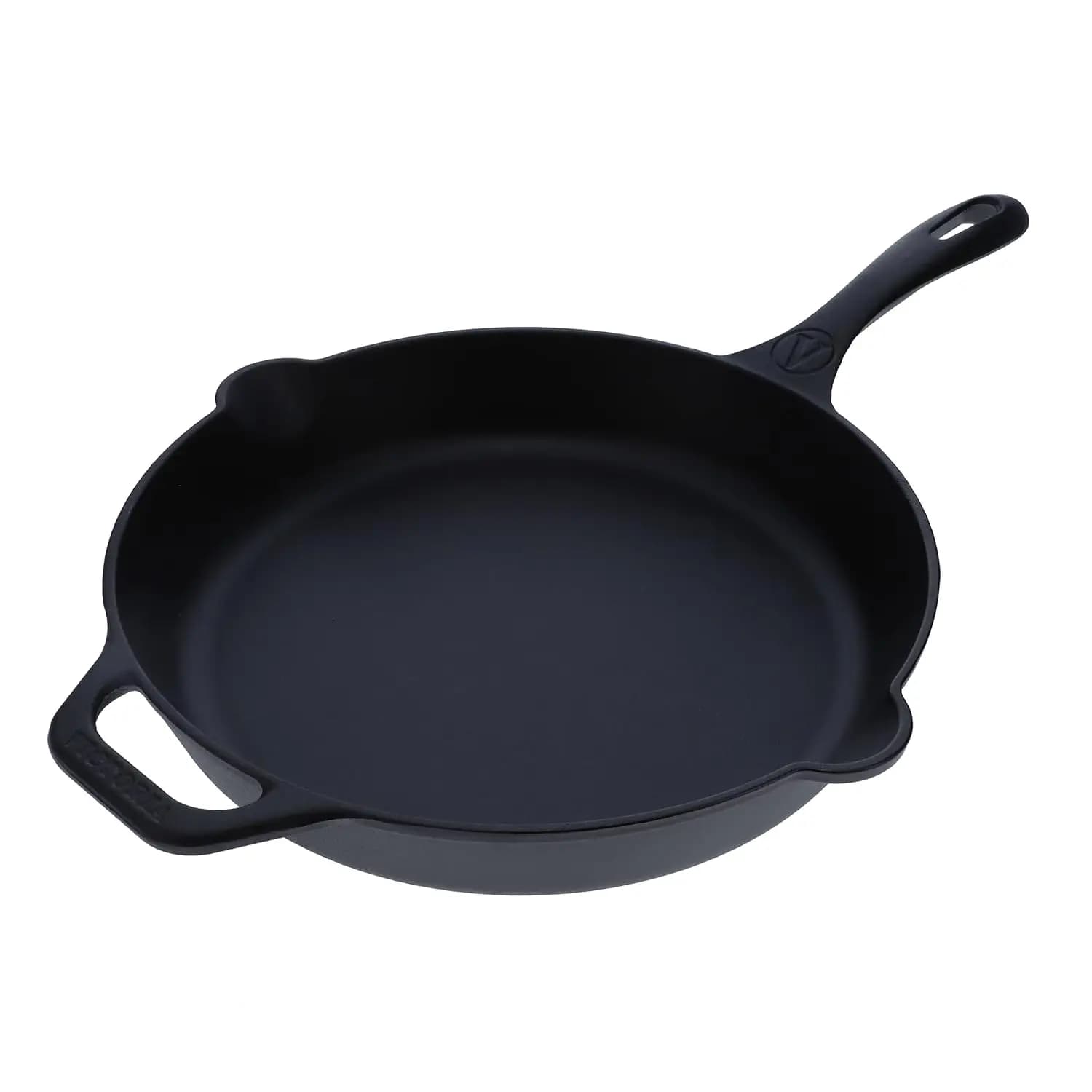 12 inch cast iron pan, cast iron pre-axis pan with long handle, produced in Colombia