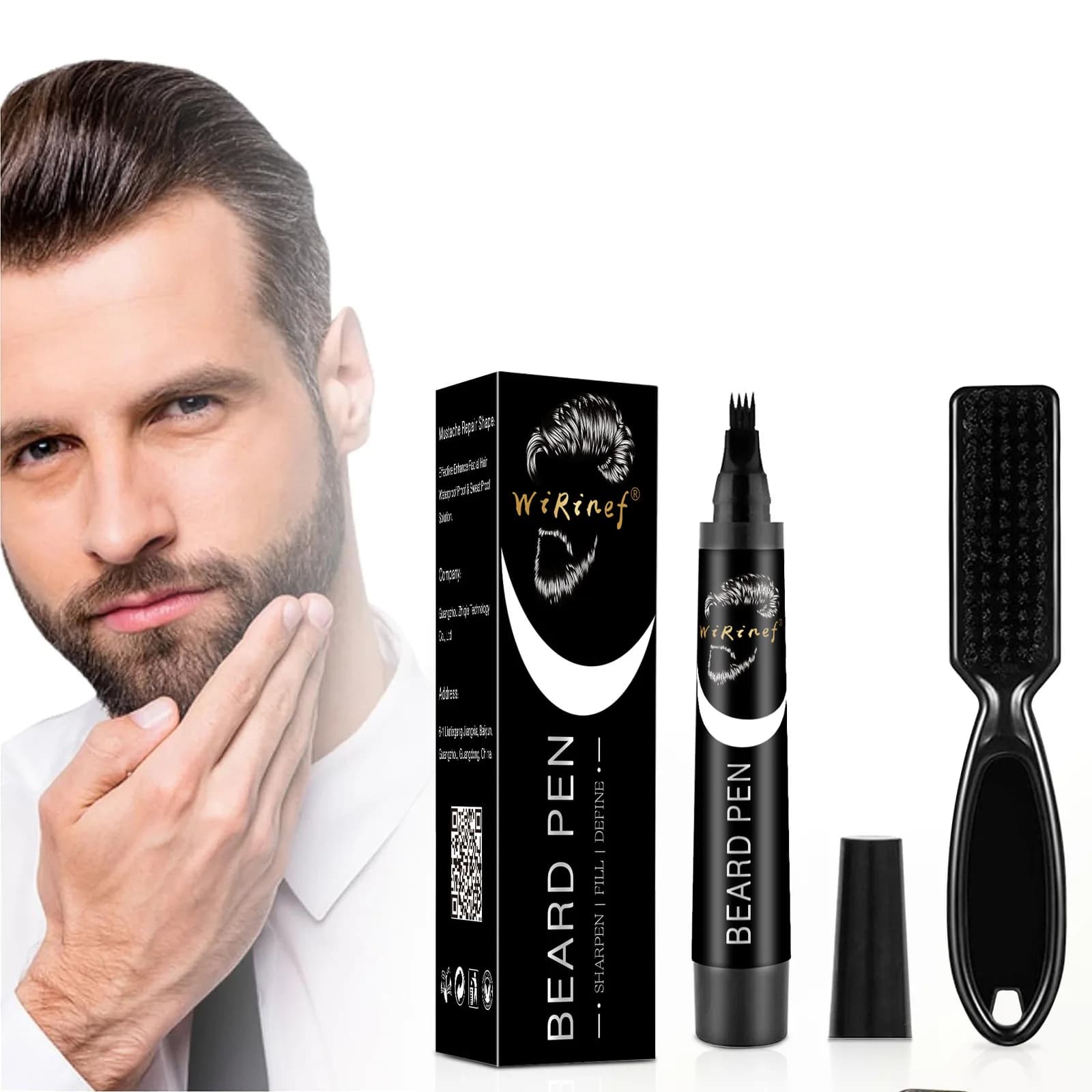 Confezione multipla Penna per barba Kit nero Matita per styling da barbiere con pennello Strumento per toppe per capelli facciali con copertura in finitura naturale