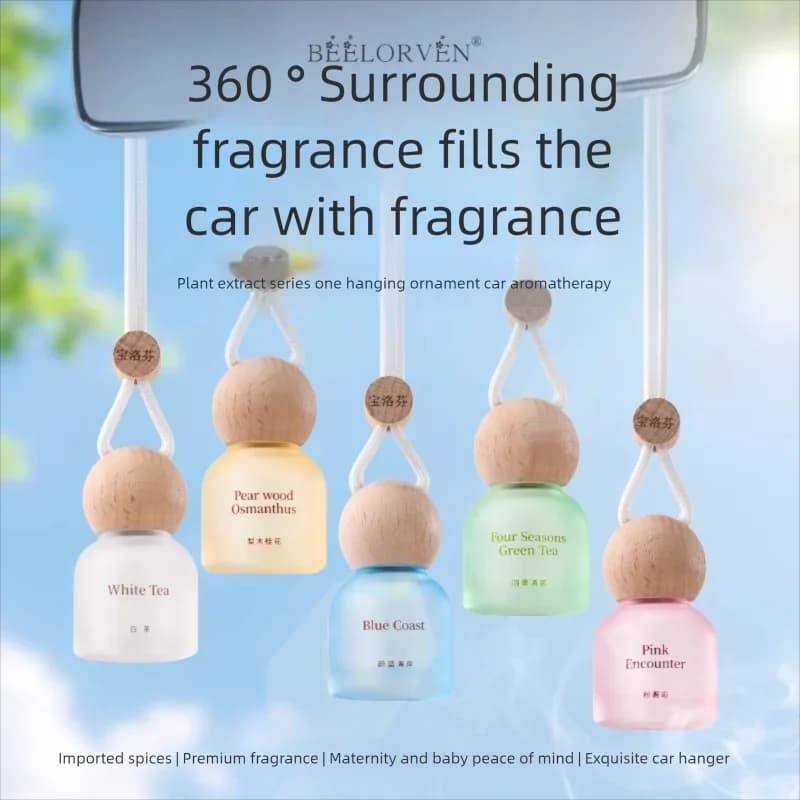 Beech wood car deodorant - Decorative automatic accessory with delicate fragrance and durability