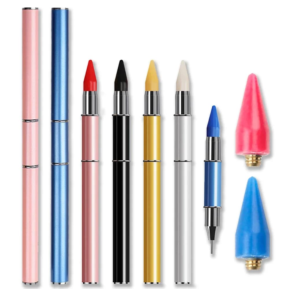 Nuovo strumento per penna per pittura con diamanti Doppia testa Comoda penna per unghie multifunzionale Materiale metallico Accessori per pittura con diamanti