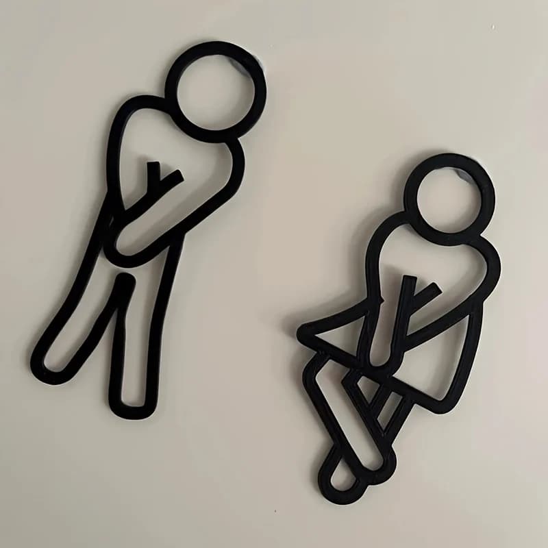 Funny bathroom signs for men and women, creative, 2D, dishes, for bathroom door, restaurant, hotel, bar, WC, signpost, wall sticker