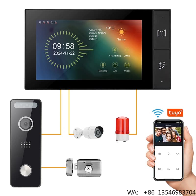 Videocitofono IP Tuya, Campanello Intelligente con Telecamera, Impermeabile, Visione Notturna, Citofono per Sicurezza Domestica