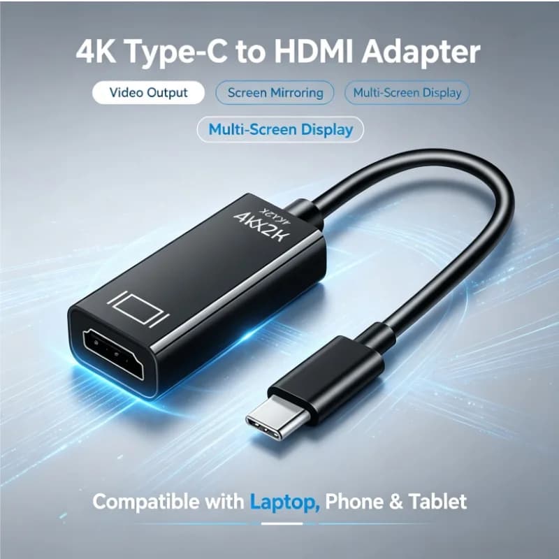 Type-C to HDMI USB Converter Cable VGA Expansion Dock Adapter for Video Audio Transfer Compatible with Mobile Phones Computers M