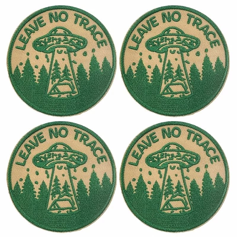 4-Pack of Seamless Ufo Outdoor Slogan Embroidery Patches, Iron-On/Sew-On Appliques, Suitable for Jackets, Backpacks, Camping and Hiking Decorative Patches