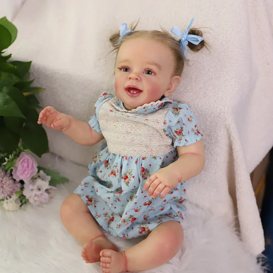 Bambola reborn realistica da 20 pollici con vene realistiche, in vinile e tessuto, realizzata a mano, adatta per set regalo di alta gamma dipinto a mano per bambini dai 3 anni in su.