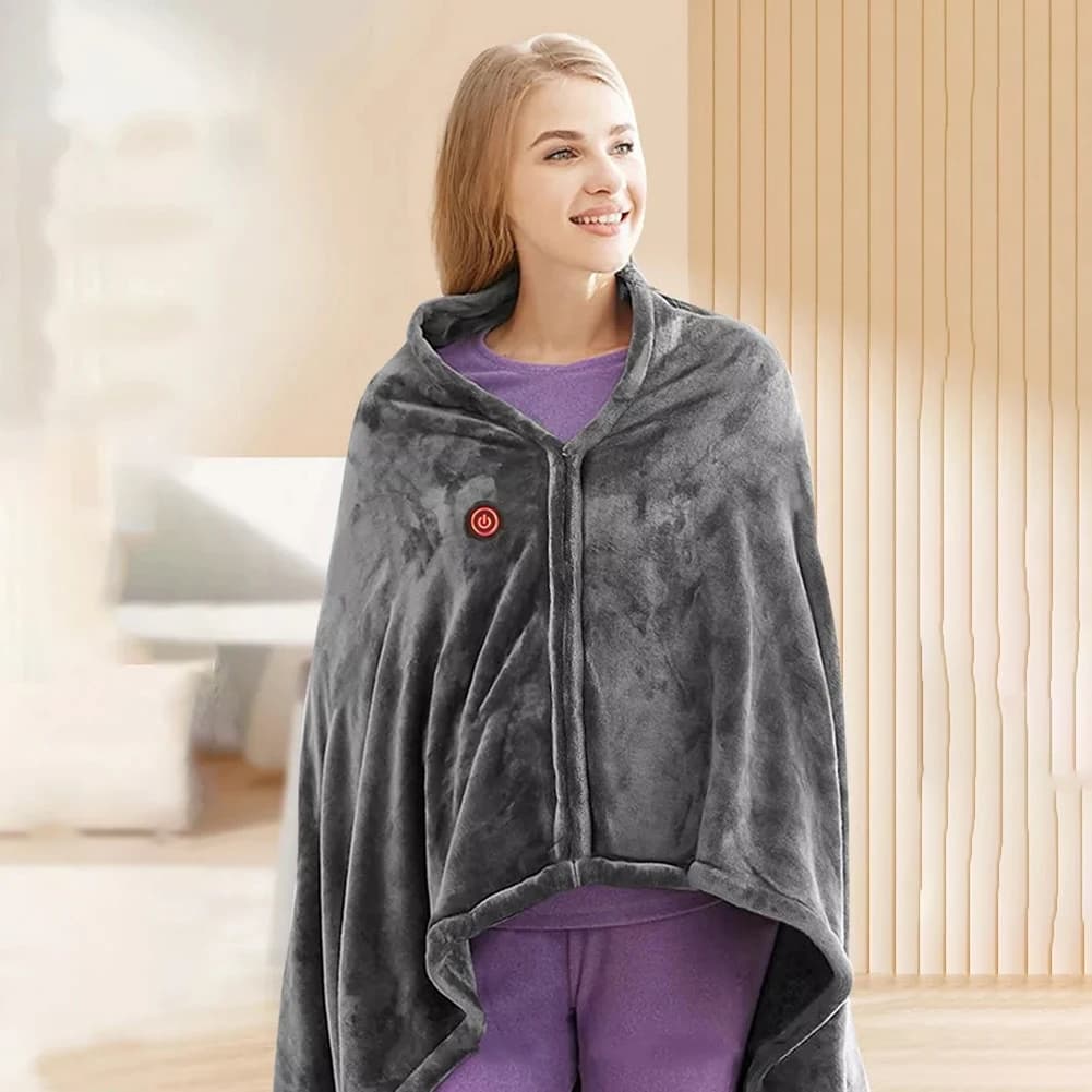 USB Heated Blanket Heated Blanket Shawl 3 Heating Level Wearable Electric Blanket Fast Heating 9 Heated Areas for Autumn Winter