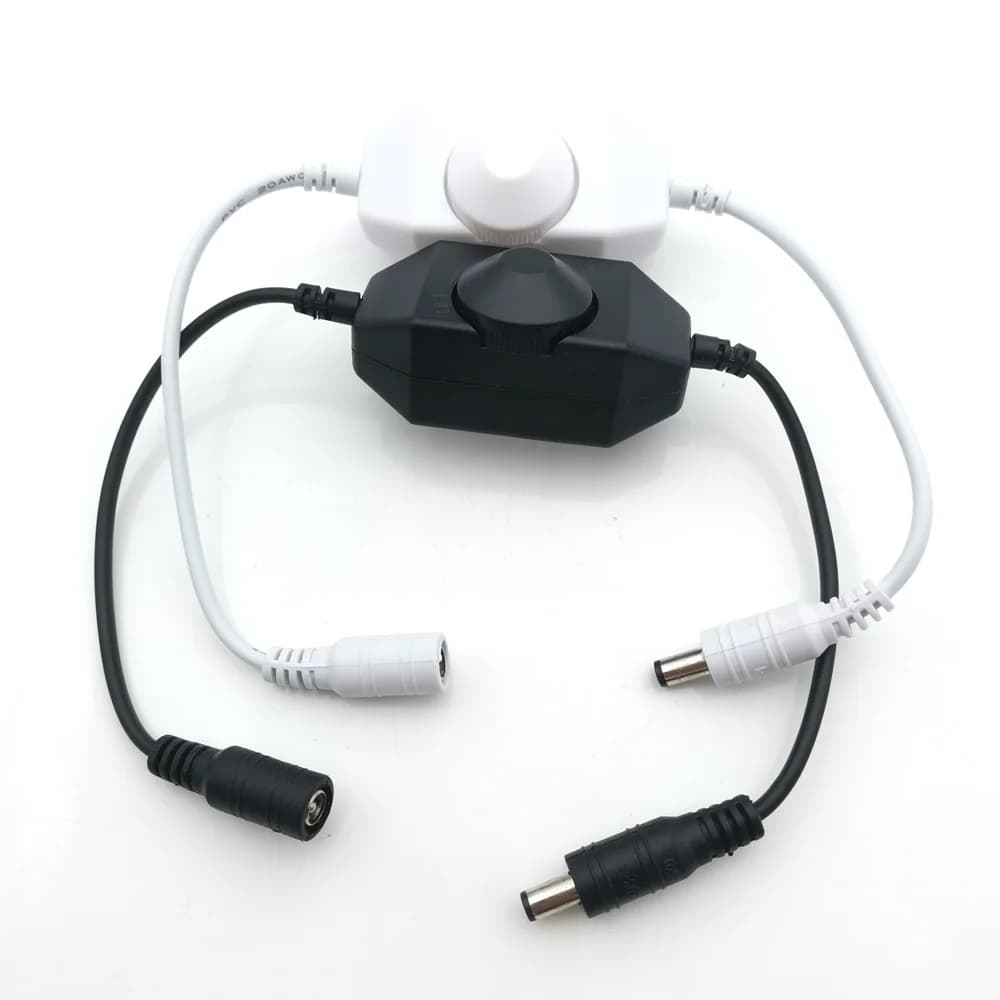 6pcs LED monochrome online dimmer 12-24V light strip knob switch rotary controller with male and female DC heads at both ends