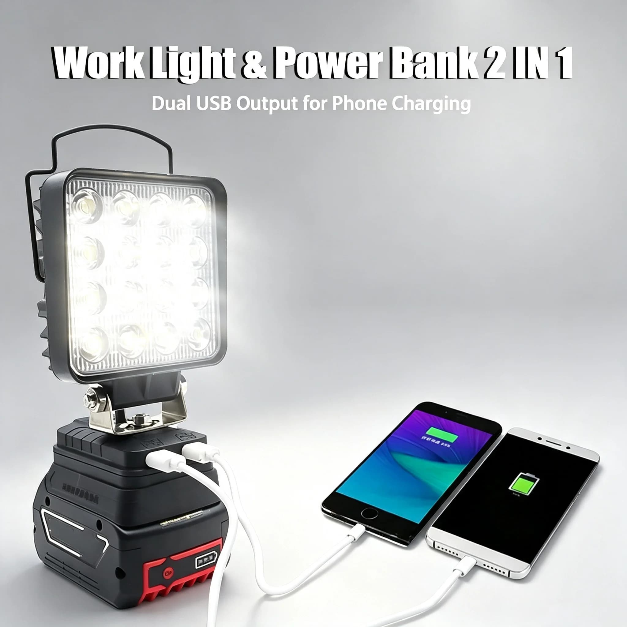 Car LED Work Light Electric Torch BAT618 Spotlight Flashlight USB Power Bank For Bosch 18V Li-ion Battery High Low Ceam Control