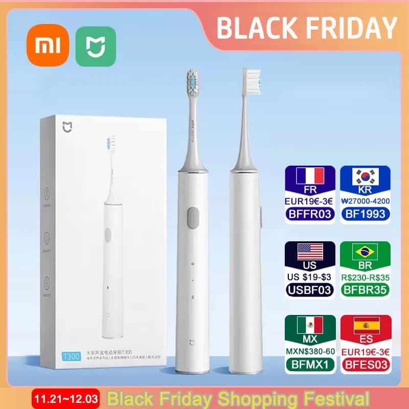 Xiaomi Mijia T300 Spazzolino elettrico IPX7 Spazzolino sonico intelligente impermeabile Sbiancamento ad ultrasuoni Spazzolino da denti Spazzolini da denti