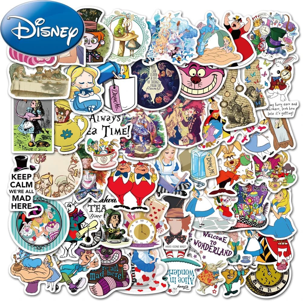 10/30/50 pezzi Adesivi Disney Cartoon Alice nel Paese delle Meraviglie, Impermeabili, Graffiti, per Valigie, Auto, Carini, Fai da Te, Scrapbooking