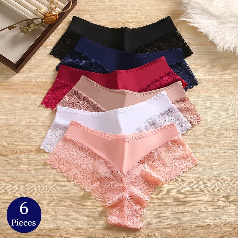 WarmSteps 6PCS/Set Women's Panties Sweet Lace Briefs Breathable Underwear Woman Sexy Lingerie Soft Comfortable Female Underpants