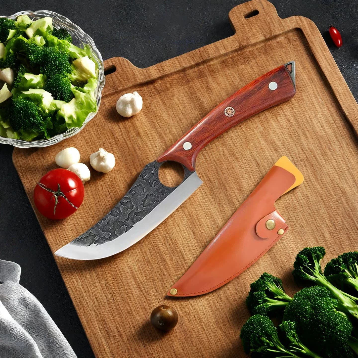 Professional Kitchen Boning Knife Wooden Handle BBQ Knives Stainless Steel Knife Fruit Vegetable Meat Cutting for Household