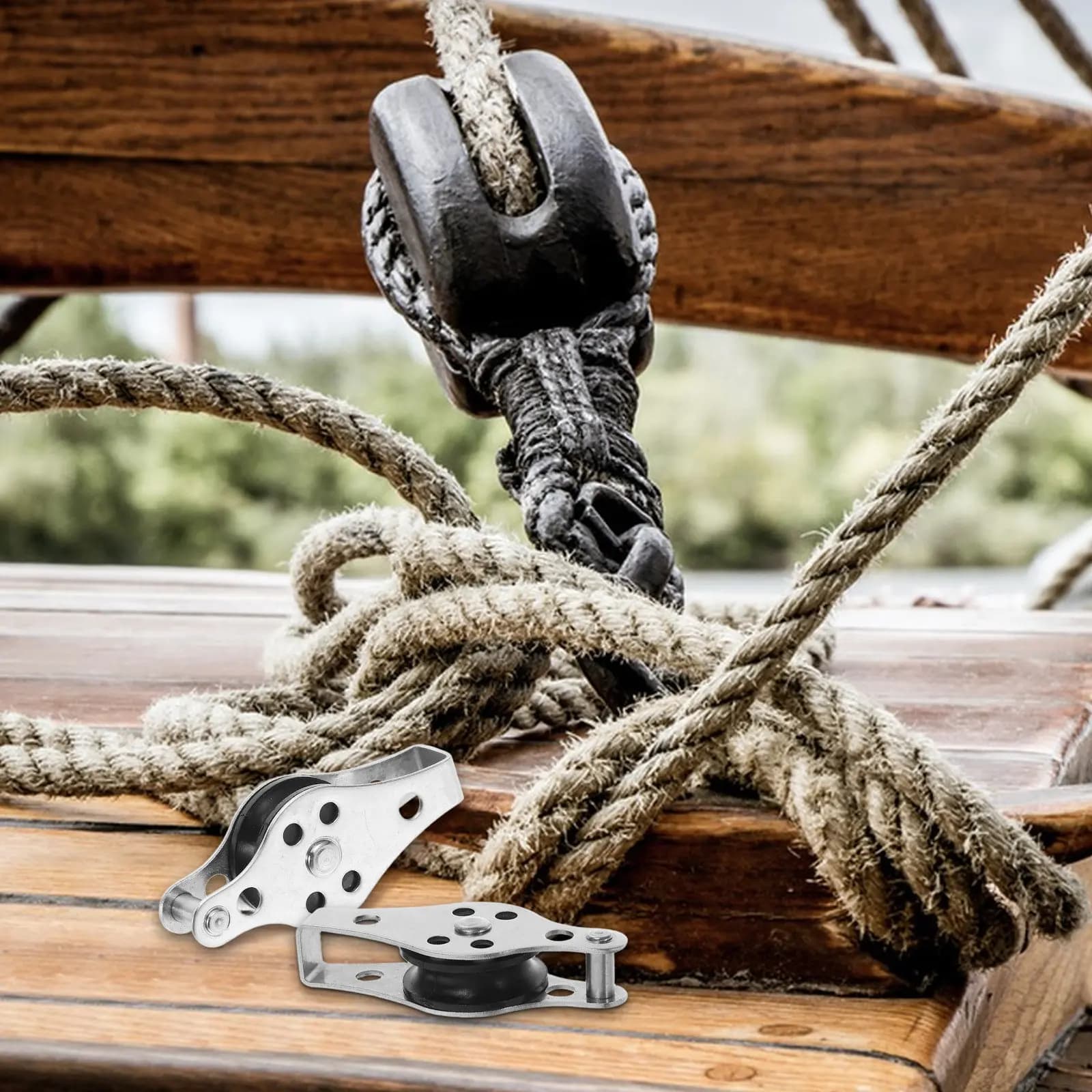 2Pcs Stainless Steel Sailboat Pulley Heavy Duty Marine Hardware Kayak Canoe Fishing Boat Accessories Anchor Chains