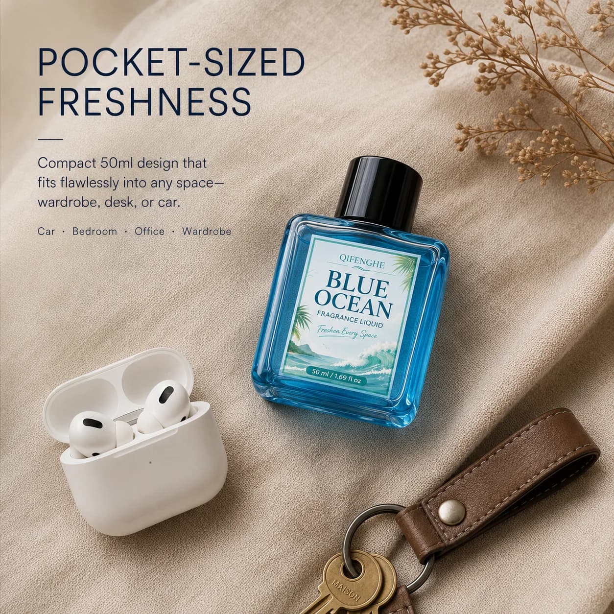 Blue Ocean Aroma Diffuser Liquid 50ml Long Lasting Air Freshener Odor Neutralizer Fragrance Refill for Car Home Toilet Office