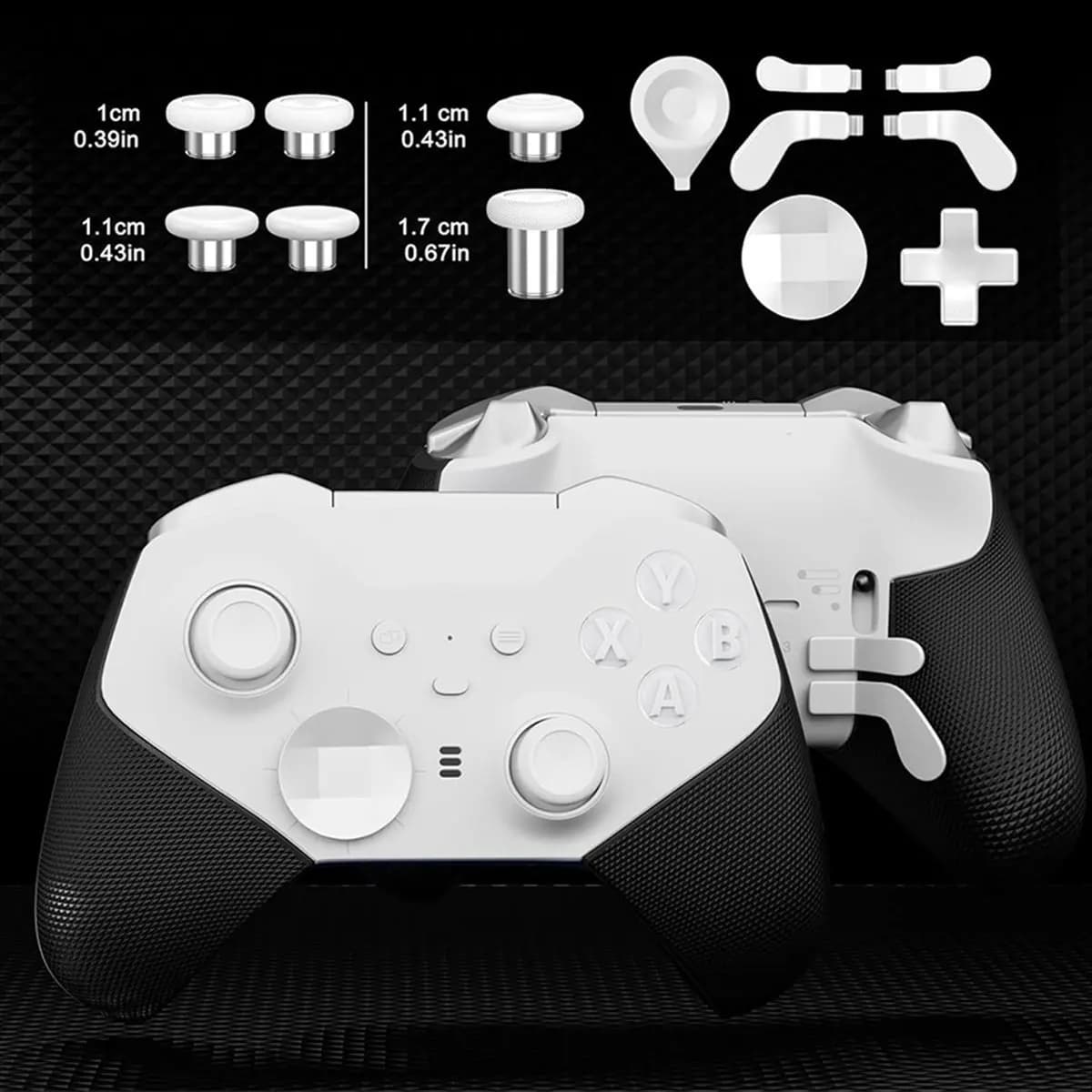 T81C! Cappucci in metallo per joystick per controller Xbox One Elite Series 2, 6 stick sostituibili, 4 paddle e accessori D-Pad (B)